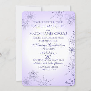 Violet Winter Snowflake Edelsteine Hochzeit Einladung
