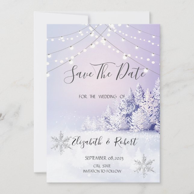 Violet Winterwaldlichter Save the Date (Vorderseite)