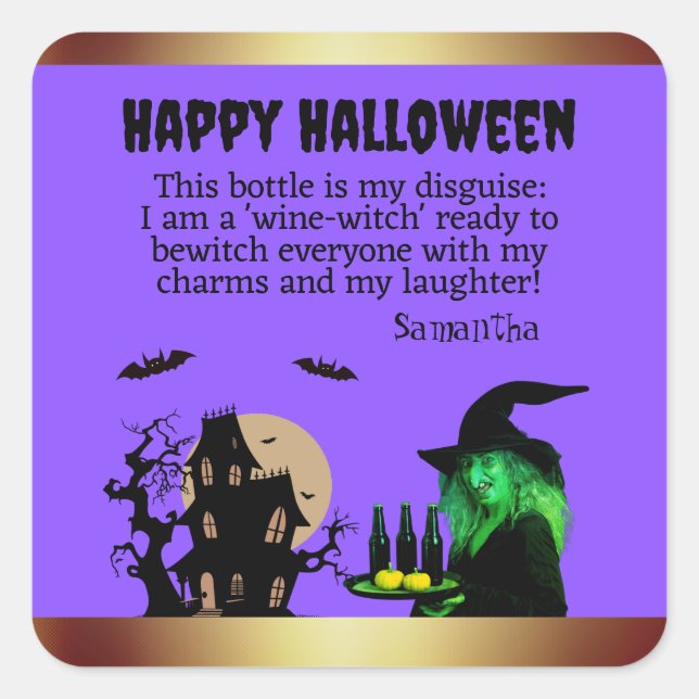 VIOLET Witch's Brew: Spooktacular halloween Quadratischer Aufkleber (Vorderseite)