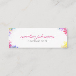 Violet yellow artistic painting brush flowers card mini visitenkarte