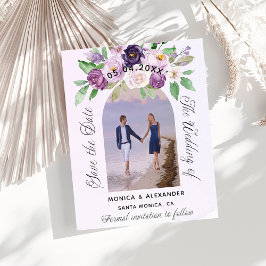Violetflorale Foto Hochzeitsbudget Save the Date