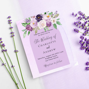 Violetflorale lila Budget Einladung zur Hochzeit