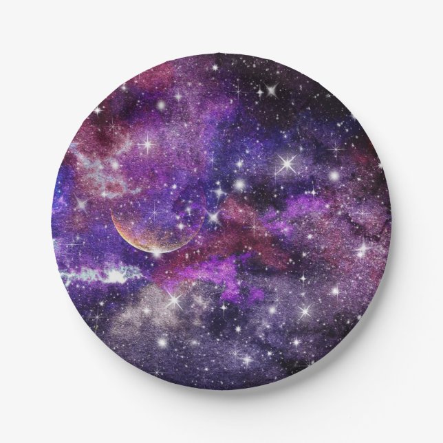 Violetgalaxie Milchstraße mit Planet Pappteller (Vorderseite)