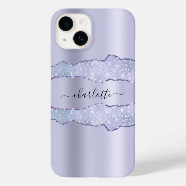 Violetlavender agate-Marmornamenskript Case-Mate iPhone Hülle (Rückseite)