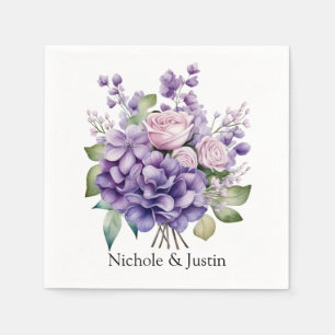Violetpferde und Rose, die maßgeschneidert Hochzei Serviette