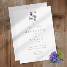 Violets Aquarell Minimalistische Elegante Hochzeit