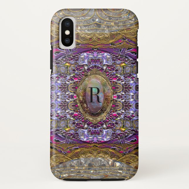 Violets Baylphine Schönes Monogramm Case-Mate iPhone Hülle (Rückseite)