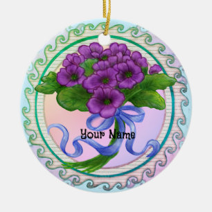 Violets Bouquet Keramik Ornament