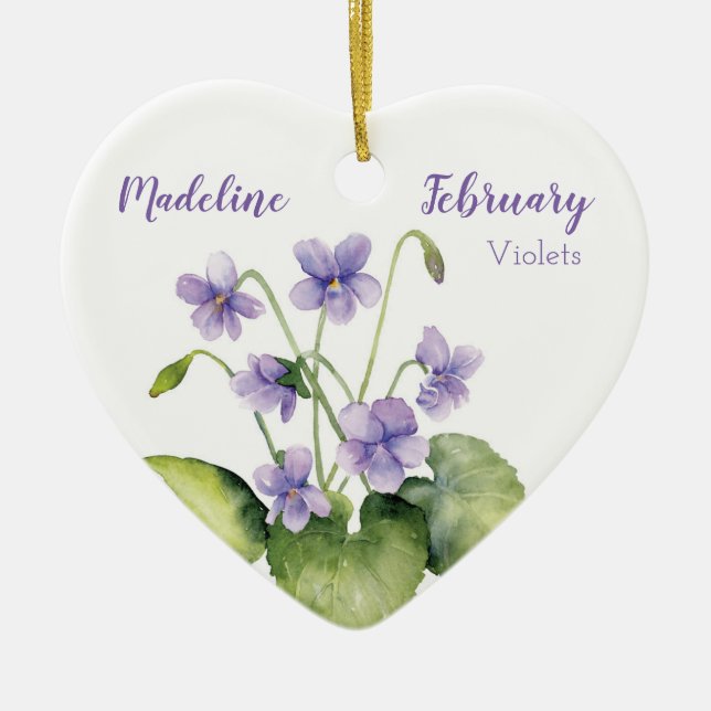 Violets Februar Geburtsmonat Blume für Baby Keramik Ornament (Vorne)