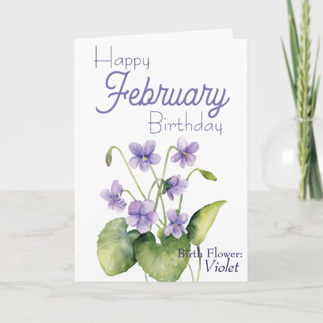 Violets Februar Geburtstagsfeier Blume Geburtstag Karte (Vorderseite)