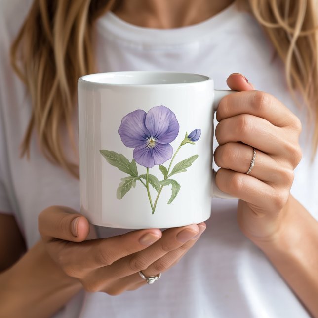 Violets Februar Geburtstagsfeier Blume Kaffeetasse (purple violets February birth flower personalized mug)