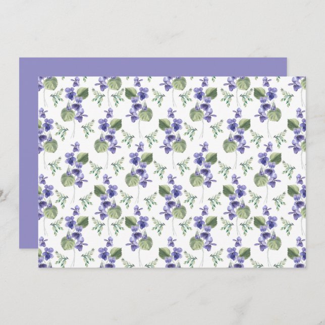 Violets Floral Botanical Note Card Mitteilungskarte (Vorne/Hinten)
