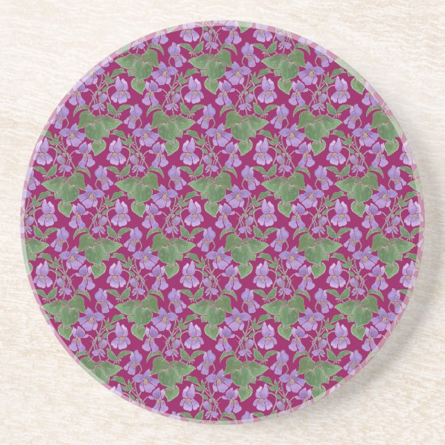 Violets Mauve Floral Custom Sandstone Untersetzer (Vorne)