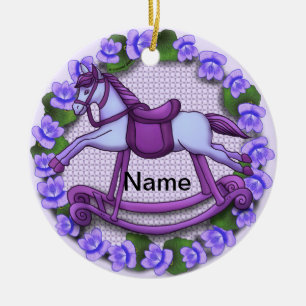Violets Rocking Horse Keramik Ornament