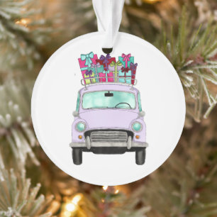 Violetskarren mit Weihnachtsgeschenken Ornament