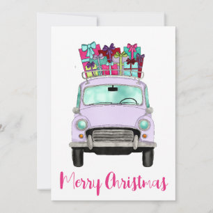 Violetskarte mit Weihnachtsgeschenken Feiertagskarte