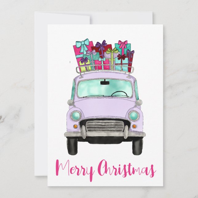Violetskarte mit Weihnachtsgeschenken Feiertagskarte (Vorderseite)