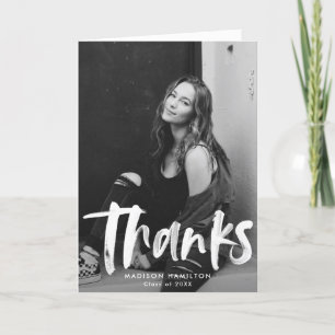 Violett   Abstrakter Pinselstriche Foto Abschluss Dankeskarte