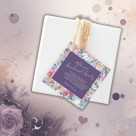 Violett Aquarell Wildblume Grünpflanzen Geschenkanhänger