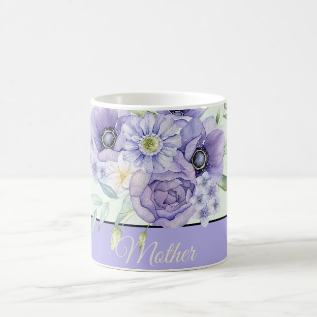 Violett Aquarellblütenblüte individuell anpassbar Kaffeetasse (Mittel)