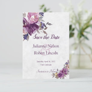 Violett Aquarellfarben - Save the Date Einladung