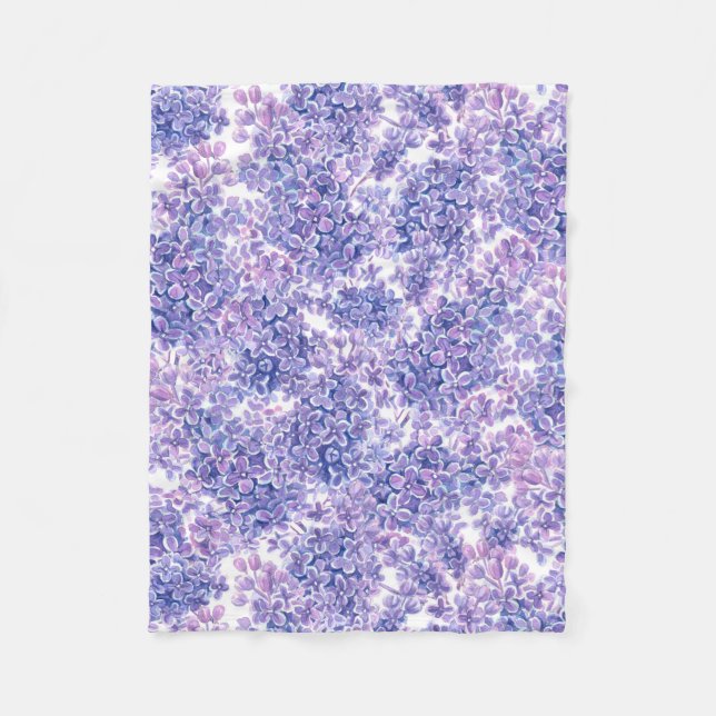 Violett Aquarelllila-Blume Fleecedecke (Vorderseite)