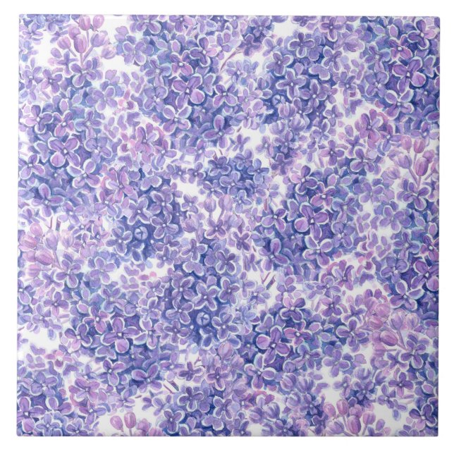 Violett Aquarelllila-Blume Fliese (Vorderseite)