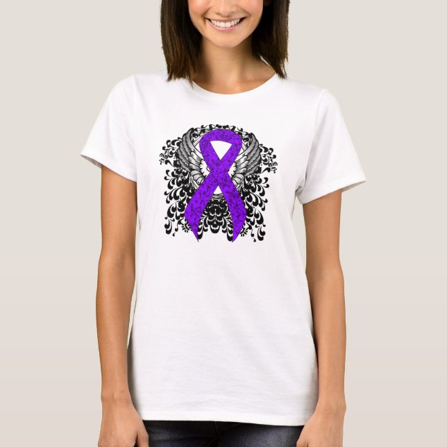 Violett-Band mit Flügeln, Hodgkin-Lymphom T-Shirt (Vorderseite)