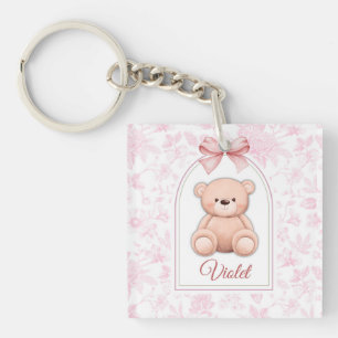 Violett   Benutzerdefiniertes rosa Teddy-Bär-Kinde Schlüsselanhänger