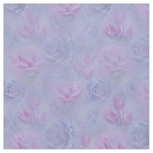 Violett-blaue Aquarellfarben Rose & Tulips Stoff