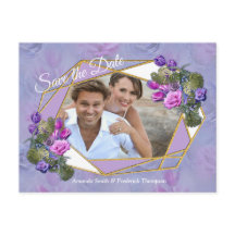 Violett-blaue Aquarellfarben-Rose & Tulpen mit Gol