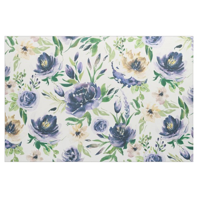 Violett-blaue und weiche gelbe Blumen Stoff (Fat Quarter (45,7 x 55,9 cm))