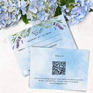 Violett-blaues Menü QR Hochzeit RSVP Reaktion