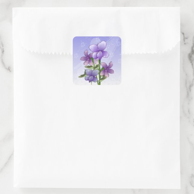 Violett-Blume danke Ihnen Aufkleber (Tasche)