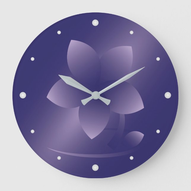 Violett-Blume Große Wanduhr (Vorderseite)