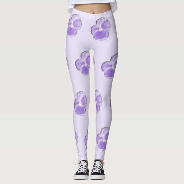 Violett Blume Leggings (Vorderseite)