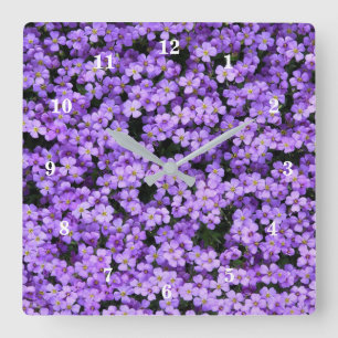 Violett-Blume Quadratische Wanduhr