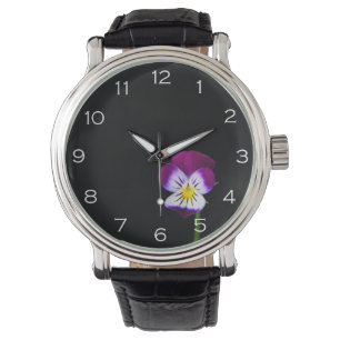 Violett Blume Weiße Zahlen Mens Watch cn Armbanduhr