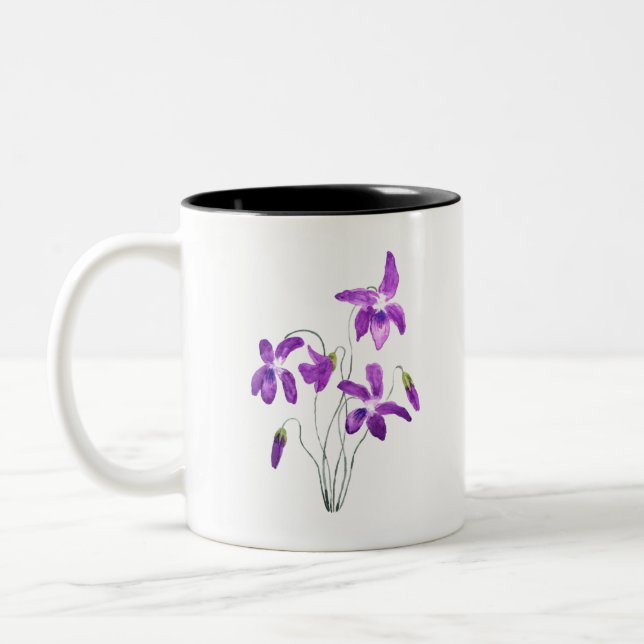 Violett-Blume Zweifarbige Tasse (Links)