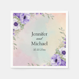Violett-Blumen-Hochzeit Serviette