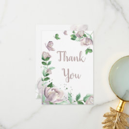 Violett-Blumen-Schmetterlinge Hochzeit Dankeskarte