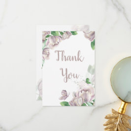 Violett-Blumen-Schmetterlinge Hochzeit Dankeskarte