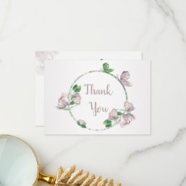 Violett-Blumen-Schmetterlinge Hochzeit Dankeskarte