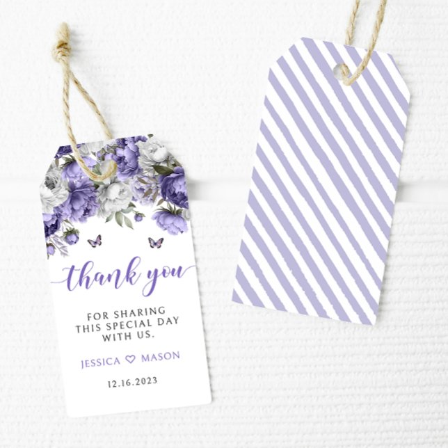 Violett Blumenhochzeit danke Ihnen für die Gabe vo Geschenkanhänger (Von Creator hochgeladen)