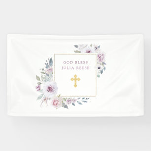 Violett Blush Floral  Goldkreuz Banner