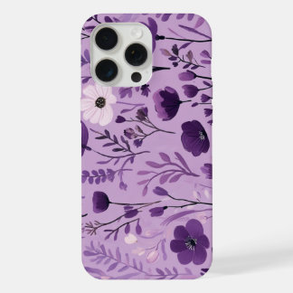 Violett-Blütenmuster für Retro-Deo iPhone 15 Pro Max Hülle