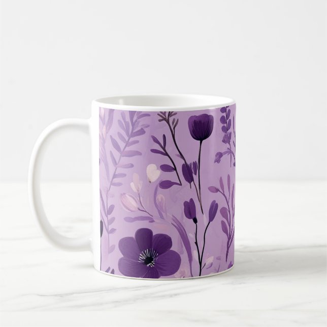 Violett-Blütenmuster für Retro-Deo Kaffeetasse (Links)