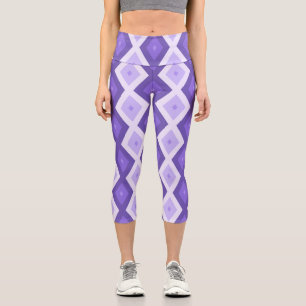 Violett-Diamantmuster Capri Leggings
