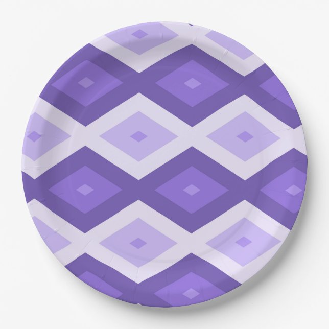 Violett-Diamantmuster Pappteller (Vorderseite)