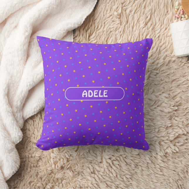 Violett-gelbes Minimalmuster Kissen (Decke)